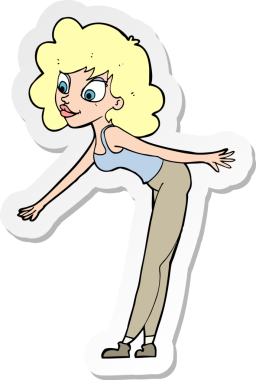 Bir insan tarafından çizilmiş bir şeyi almaya çalışan bir karikatür kadının çıkartması.