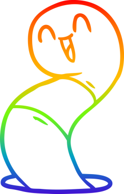 Bir insan tarafından çizilmiş mutlu solucanın çizgi çizimi.