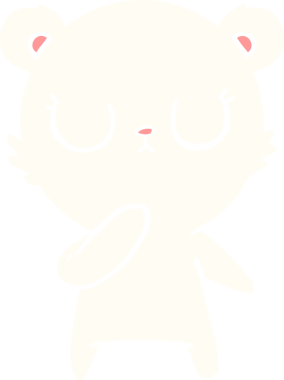 Bir insan tarafından çizilmiş düz renkli karikatür kutup ayısı.