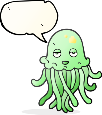 Bir insan tarafından çizilmiş serbest konuşma balonu ahtapot çizimi.