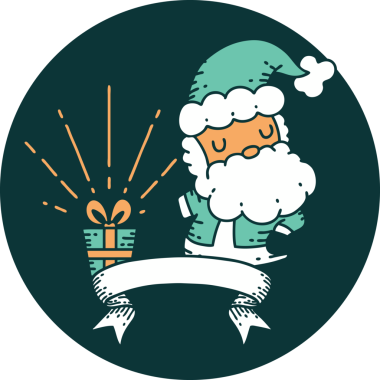 Bir insan tarafından çizilmiş dövme stili Noel Baba karakterinin simgesi