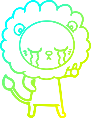 Bir insan tarafından çizilmiş ağlayan bir aslanın soğuk gradyan çizgisi.