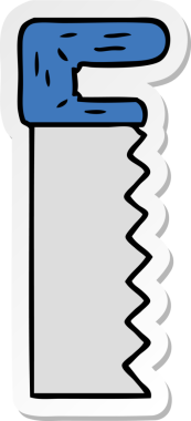 Bir insan tarafından çizilmiş metal testerenin el çizimi karikatürü.