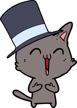 Bir insan tarafından çizilmiş mutlu çizgi film kedisi.