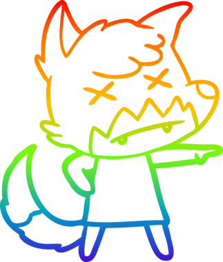 Gökkuşağı gradyan çizgi çizimi Bir insan tarafından çizilmiş ölü tilki