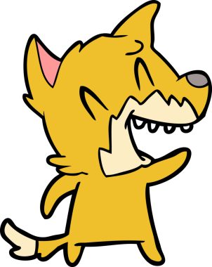 Bir insan tarafından çizilmiş gülen tilki çizgi filmi.