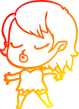 Bir insan tarafından çizilmiş sevimli bir vampir kız çizgi çizimi.