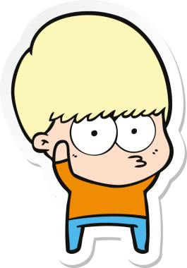 Bir insan tarafından çizilmiş sinirli bir çizgi film çocuğunun çıkartması.