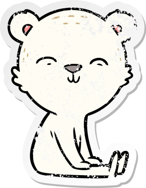 Bir insan tarafından çizilmiş mutlu bir kutup ayısının sıkıntılı çıkartması.