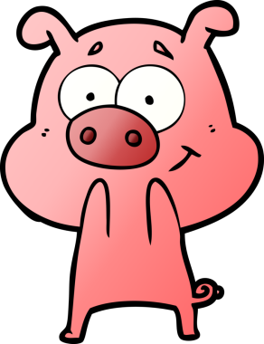 Bir insan tarafından çizilmiş mutlu çizgi film domuzu.