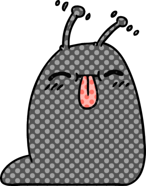 Bir insan tarafından çizilmiş mutlu bir kawaii sümüklüböceğinin serbest çizimi.