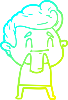 Bir insan tarafından çizilmiş mutlu bir çizgi film karakteri çizimi.