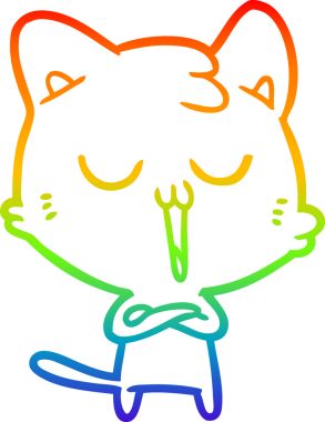 gökkuşağı gradyan çizgi çizimi bir insan tarafından çizilmiş bir çizgi film kedisi