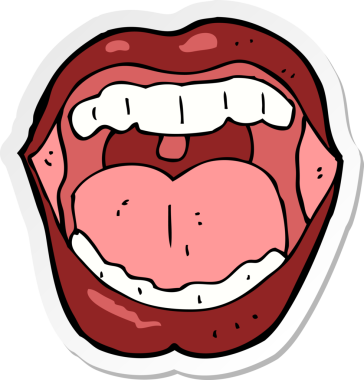 Bir insan tarafından çizilmiş karikatür ağzı çıkartması.