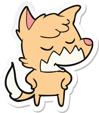 Bir insan tarafından çizilmiş dost canlısı bir tilkinin çıkartması.