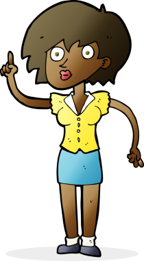 Bir insan tarafından çizilmiş sorusu olan çizgi film kadını.