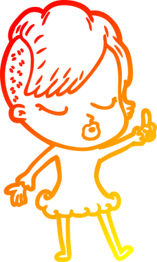 Bir insan tarafından çizilmiş güzel hippi bir çizgi film çizimi.