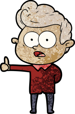 Bir insan tarafından çizilmiş çizgi film bakışlı adam.