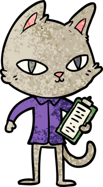 Bir insan tarafından çizilmiş bir ofis kedisi.