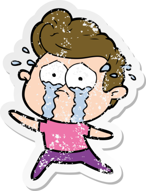 Bir insan tarafından çizilmiş ağlayan bir adamın sıkıntılı çıkartması.