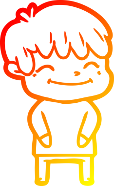 Bir insan tarafından çizilen mutlu bir çocuğun sıcak çizgi çizimi.