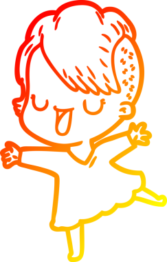 Hipster saç kesimi bir insan tarafından çizilmiş güzel bir çizgi film kızı çizimi.