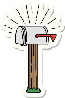 Bir insan tarafından çizilmiş dövme stili kapalı posta kutusu etiketi