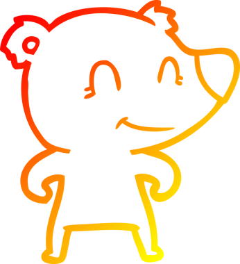 Bir insan tarafından çizilmiş gülümseyen ayı karikatürünü çiziyorum.