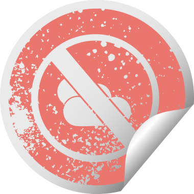 Bir insan tarafından çizilmiş işaretlere izin verilen güneşsiz büyülerin sıkıntılı dairesel kabuk soyma etiketi sembolü