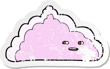 Bir insan tarafından çizilmiş karikatür bulutunun gerilemiş etiketi.