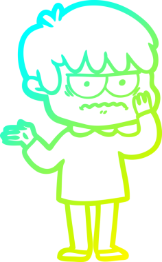 Bir insan tarafından çizilmiş soğuk gradyan çizgi film karakteri.