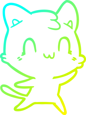 Bir insan tarafından çizilen mutlu çizgi bir kedinin soğuk gradyan çizimi