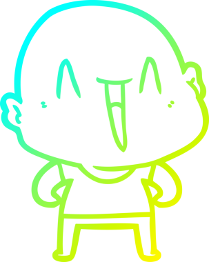 Bir insan tarafından çizilmiş, mutlu, kel bir adamın çizdiği soğuk çizgi.