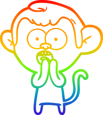 gökkuşağı gradyan çizgi çizimi bir insan tarafından çizilmiş bir maymun tarafından şok edildi