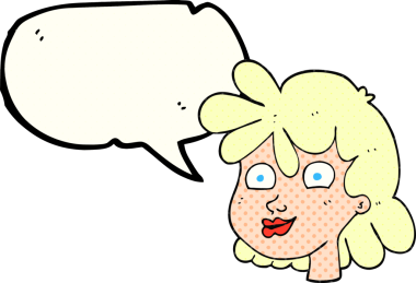 Bir insan tarafından çizilmiş serbest çizilmiş çizgi roman konuşma balonu kadın yüzü.