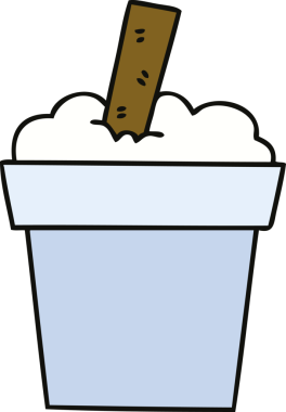 Bir insan tarafından çizilmiş garip bir karikatür dondurma kutusu.