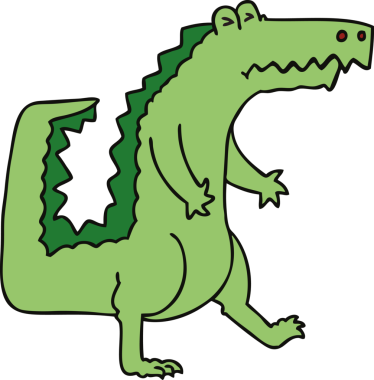 Bir insan tarafından çizilmiş garip çizgi film timsahı.