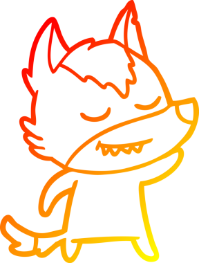 Bir insan tarafından çizilmiş dost canlısı bir kurt çizgi çizimi.