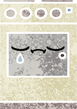 Bir insan tarafından çizilmiş mutfak fırınının retro çizim tarzı karikatürü.