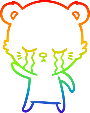 Bir insan tarafından çizilmiş ağlayan çizgi film ayısının çizimi.