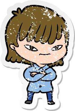 Bir insan tarafından çizilmiş karikatür bir kadının sıkıntılı çıkartması.