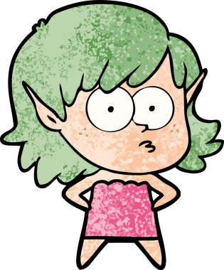 Bir insan tarafından çizilmiş çizgi film elf kızı.