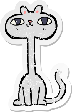 Bir insan tarafından çizilmiş karikatür bir kedinin sıkıntılı çıkartması.