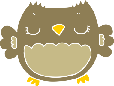 Sevimli düz renkli çizgi film baykuşu bir insan tarafından çizildi