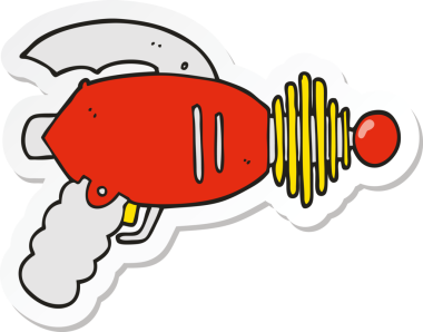 Bir insan tarafından çizilmiş bir ışın tabancasının çıkartması.