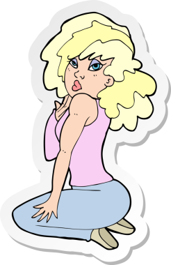 Bir insan tarafından çizilmiş bir karikatür kadının çıkartması.