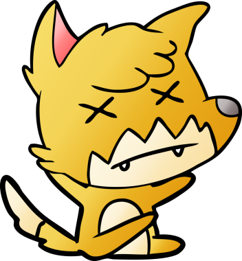 Bir insan tarafından çizilmiş şaşı tilki.