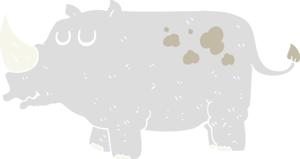 Bir insan tarafından çizilmiş bir gergedanın düz renk çizimi