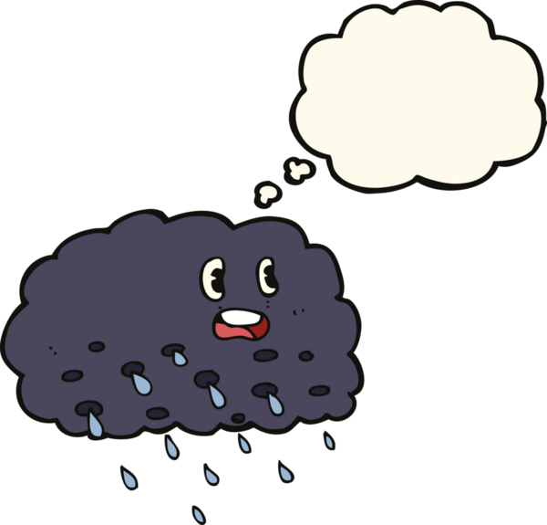 Bir insan tarafından çizilmiş düşünce baloncuklu çizgi film yağmur bulutu