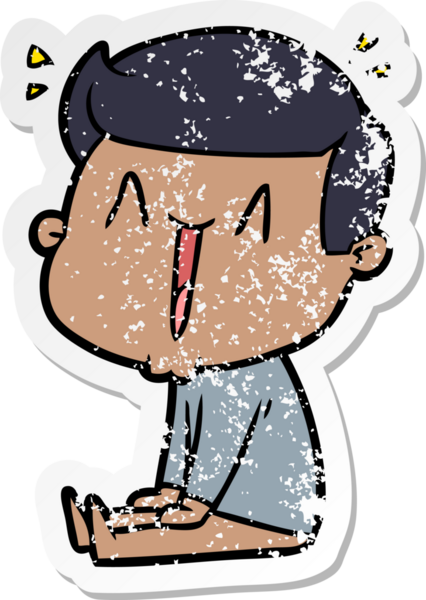 Bir insan tarafından çizilmiş mutlu bir adamın sıkıntılı çıkartması.